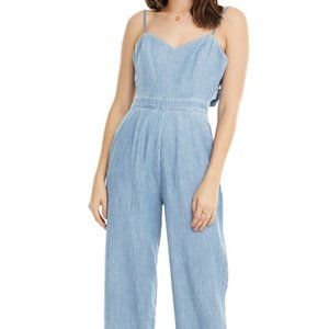 Edie Tie Back Cotton Denim Jumpsuit